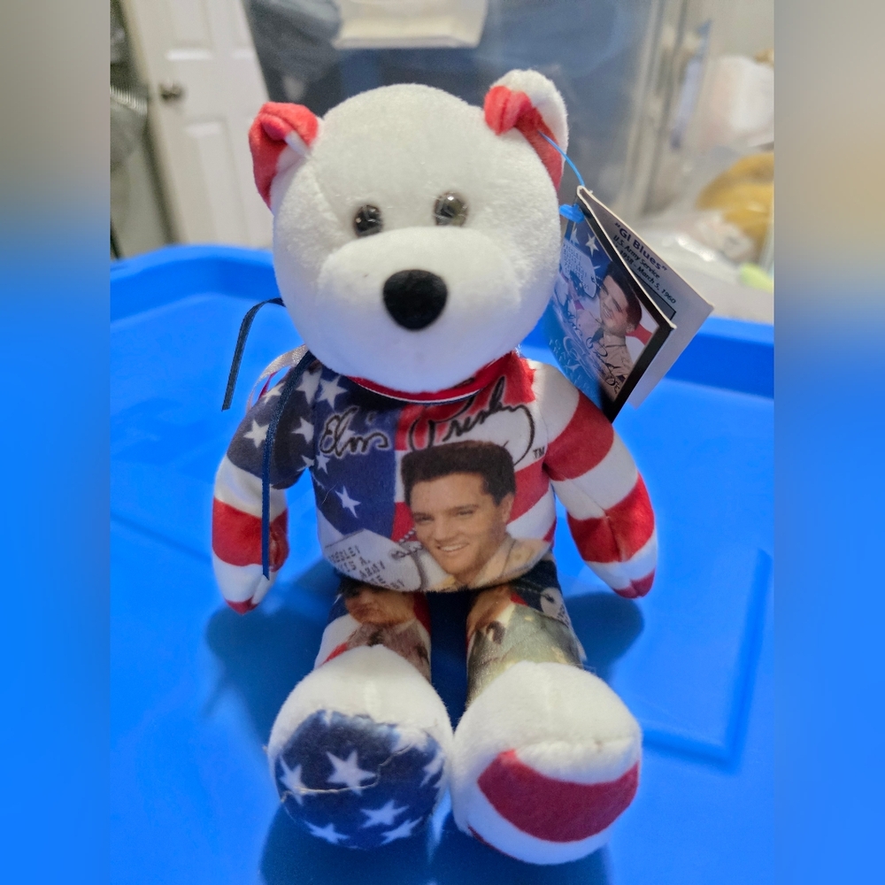 Limited Edition Elvis Presley Patriotic Bear with Celebrity Print
